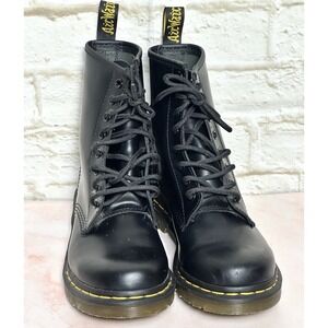 Dr. Martens Women's 1460W Original Smooth Leather Lace Up Boots - Black, Size 7